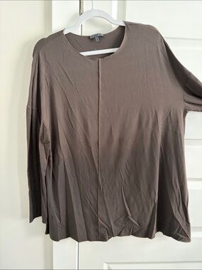 OSKA Taupe Oversized Long-Sleeve Crewneck Top